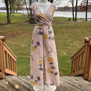 White Closet floral wrap-style jumpsuit L